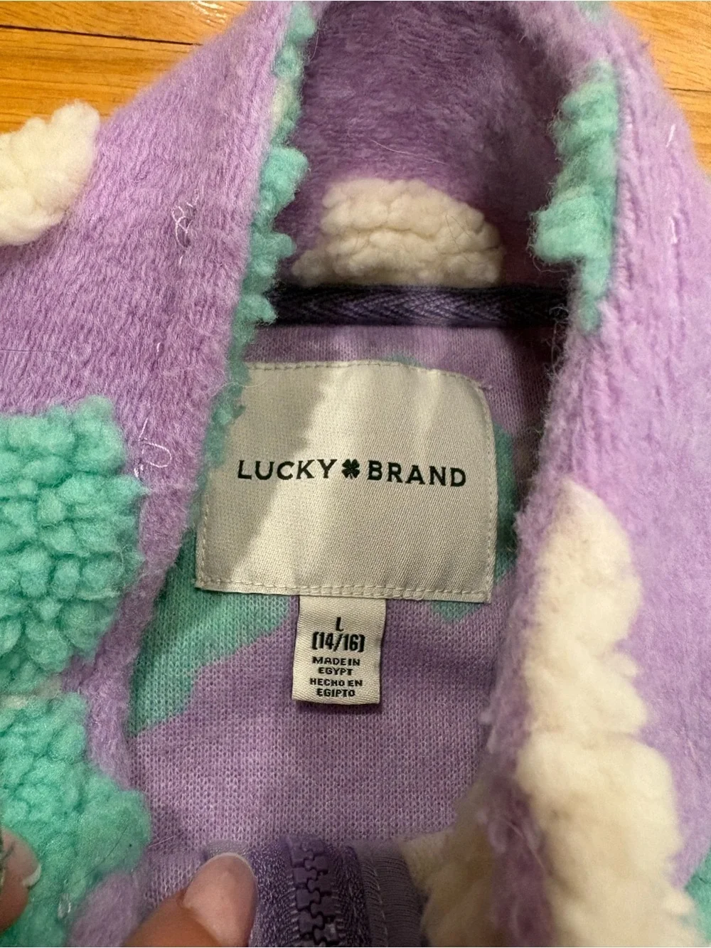 Lilac Sherpa Jacket with Mint & Cream Butterfly Appliqués